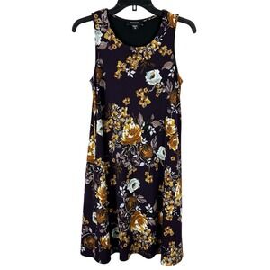 Karen Kane Sleeveless Dress Floral Woman's XS Tank Shift Purple Stretch Casual